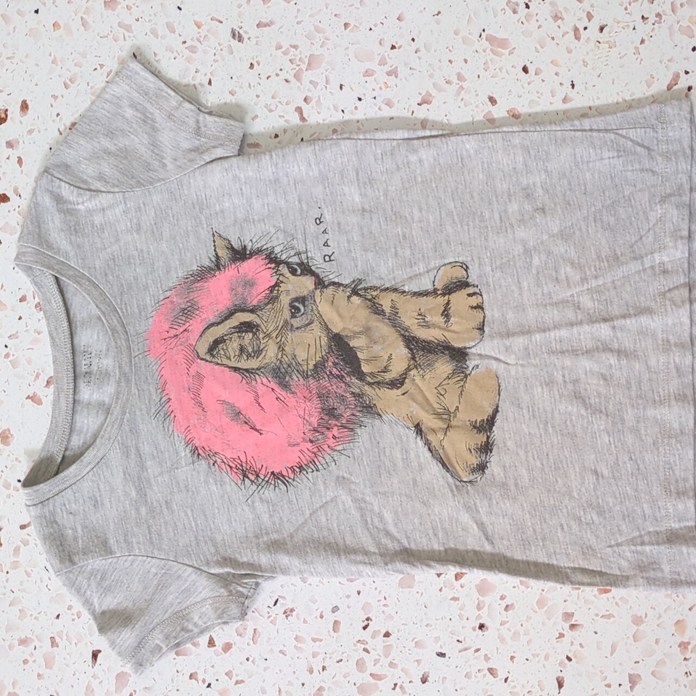 Old Navy | Grey Graphic Print T-shirt Kitty Lion | S